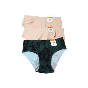 Lot of 3 No Show Bikini Underwear Jenni Womens Small Panties Beige Green Marble